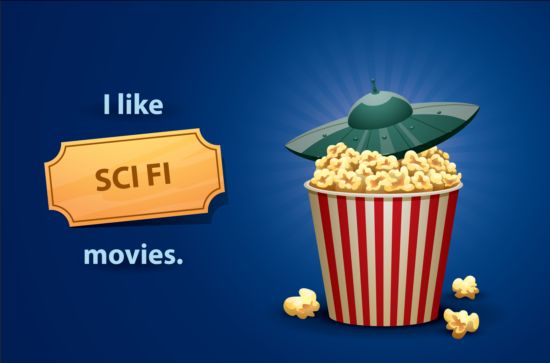 Kino und Popcorn-Eimer Vektorhintergrund 09  