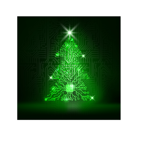 Printplaat met kerstboom vector  