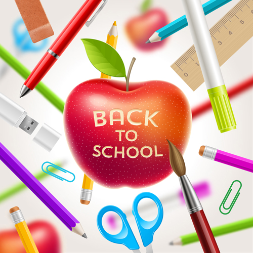 Classic school background creatime vector 06  