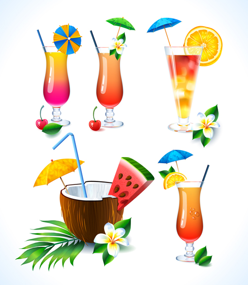 Coconut and cocktails vector graphics 02  