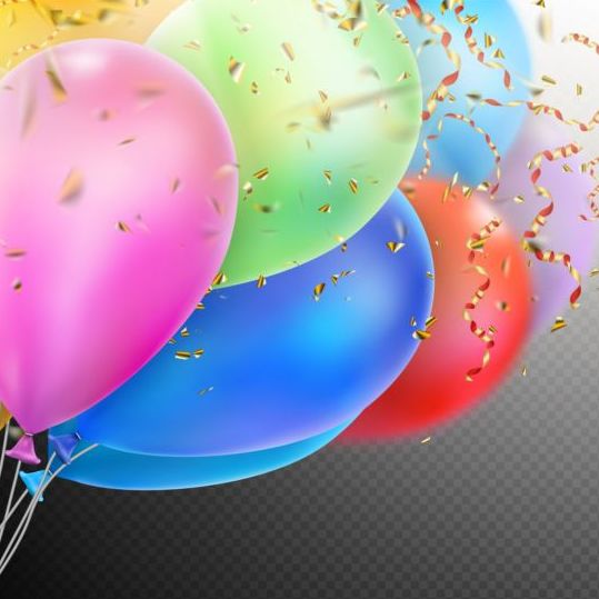 Colorful balloons with confetti background illustration 04  