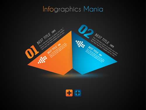 Dark style infographics business vector 05  