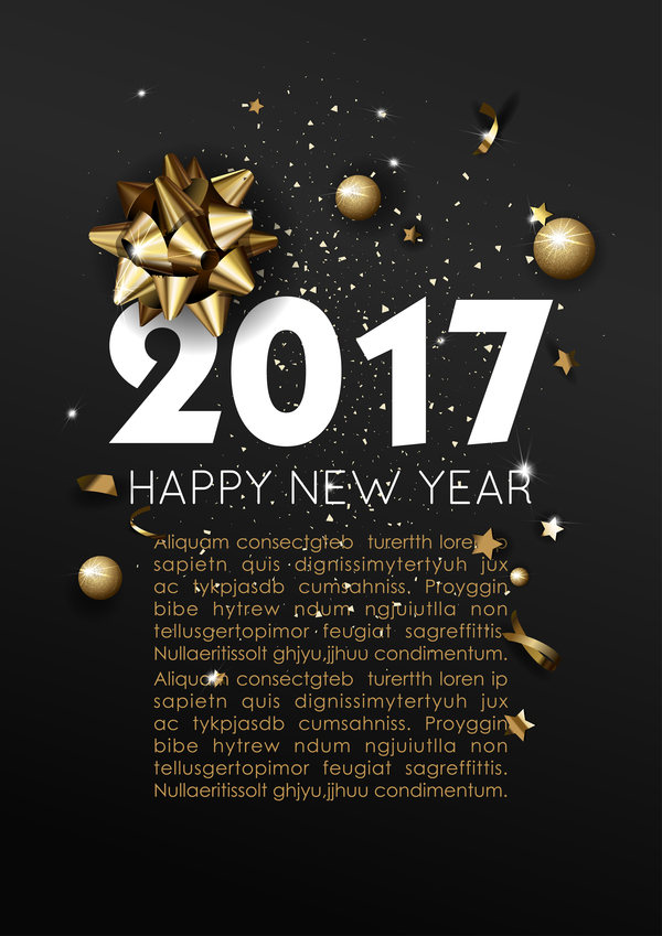 Dark styles happy new year 2017 poster template vector 02  