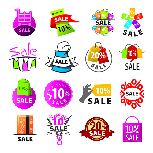 Exquisite sale logos vector set  