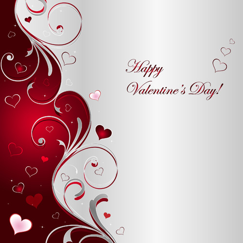 Floral hearts Valentine day vector backgrounds 02  