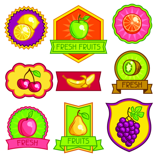 Fresh fruit labels vector design  