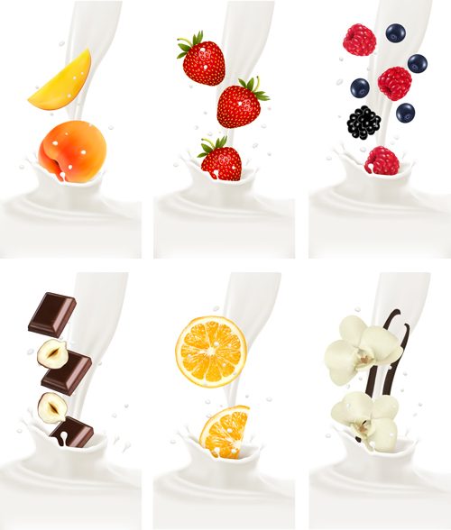 Fruit milk advertising banner vector graphics 02  