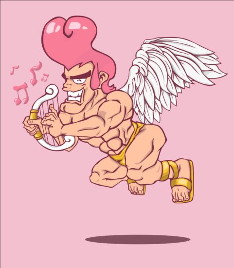 Grappige Cupid man cartoon vector 02  