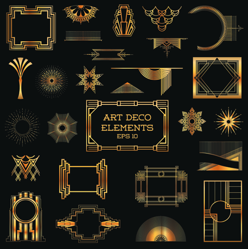 Golden art ornament elements vector 01  