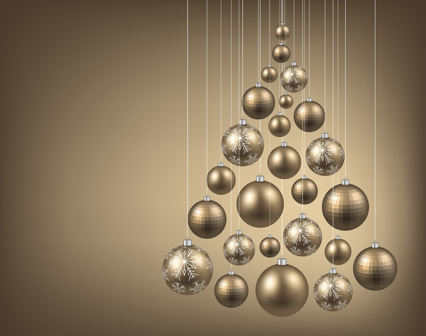 ゴールデンクリスマスボールの装飾ベクトル  