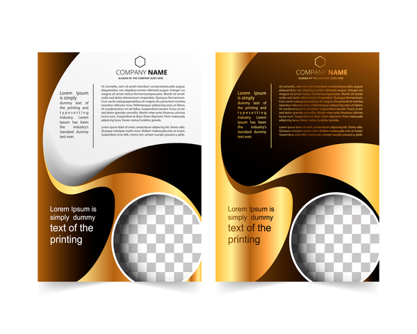 Golden company brochure cover template vector 19  