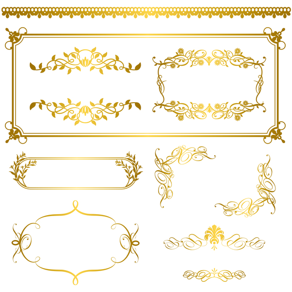 Goldene Dekor Kalligraphie mit Rahmen und Grenzen Vektor 10  