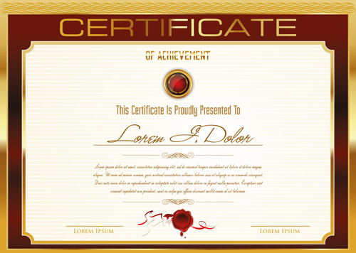 Golden frame certificate template vector 03  
