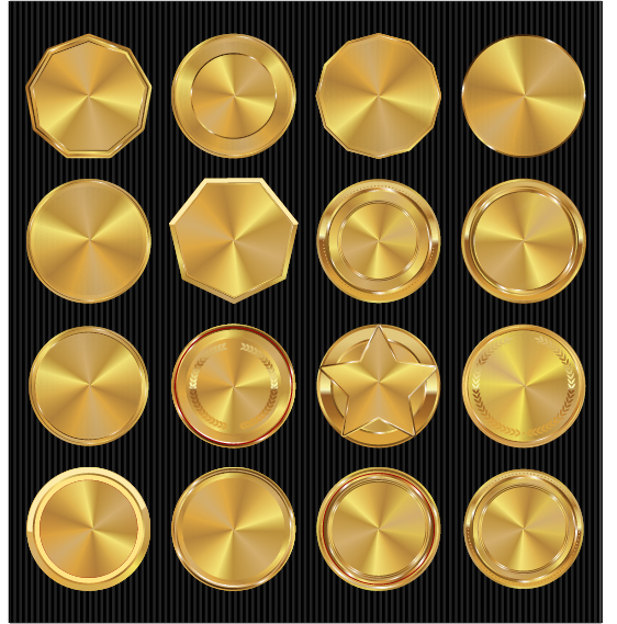 Golden textured badge vector material 03  