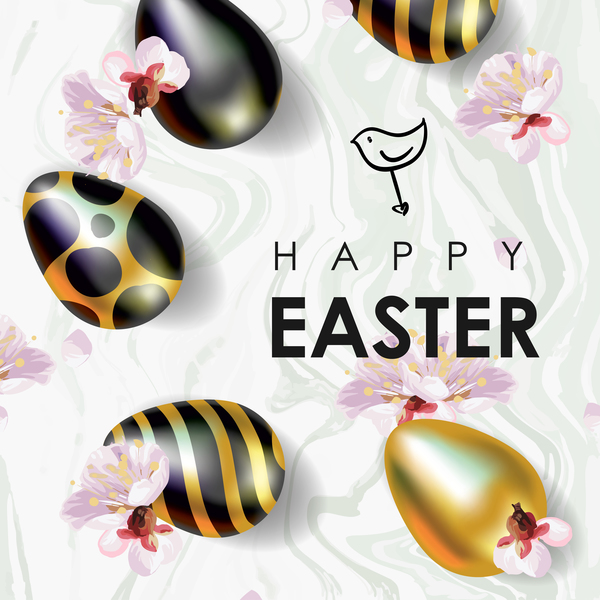 Golden with black easter egg and sale background vector 03  