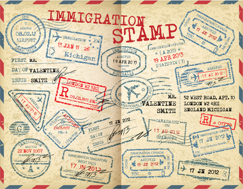 Grunge travel stamps vector graphics 02  