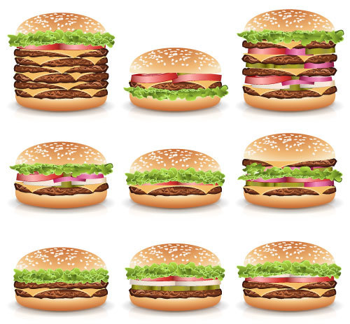 Hamburgers design vector set 01  