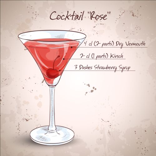 Hand drawn cocktail design vectors set 07  