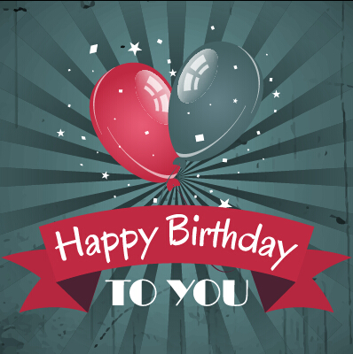 Happy Birthday vintage card with balloons vector  