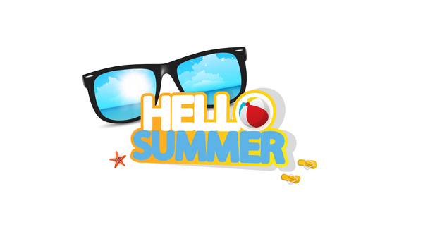 Hello summer logo with sunglasses vector 02  