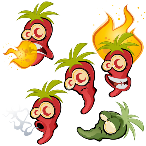 Hot chili peppers funny cartoon vectors 03  