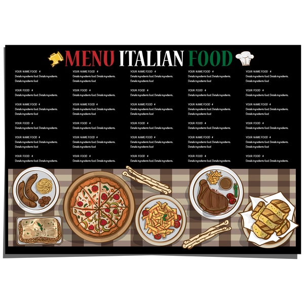 Italienisches Lebensmittelmenü-Schablonenvektordesign 11  