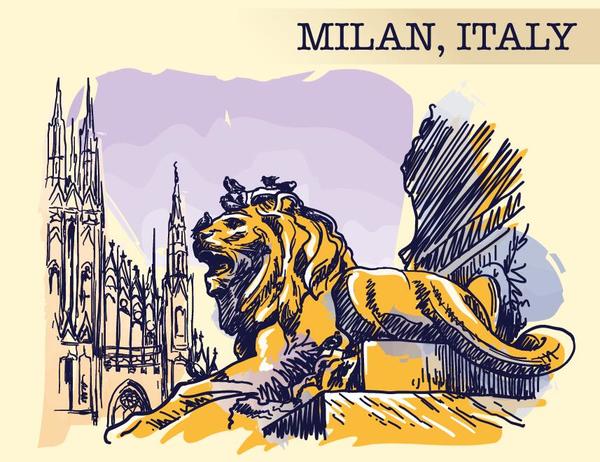 Italien Mailand malte Skizzenvektor  