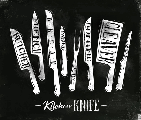Kitchen knife poster template vector 05  