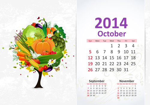 October 2014 Calendar vector  