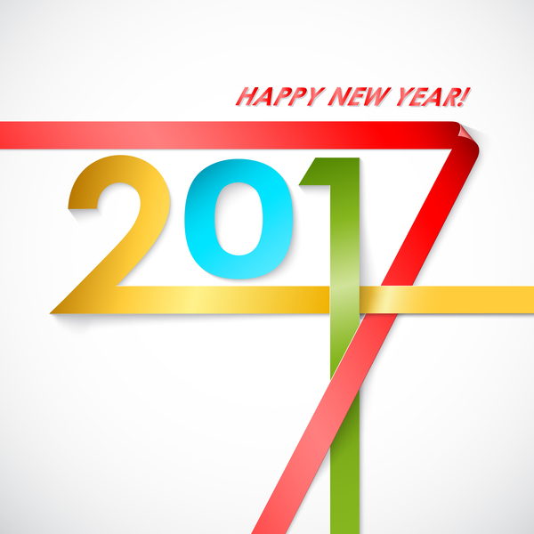 Paper folped 2017 new year background vector  