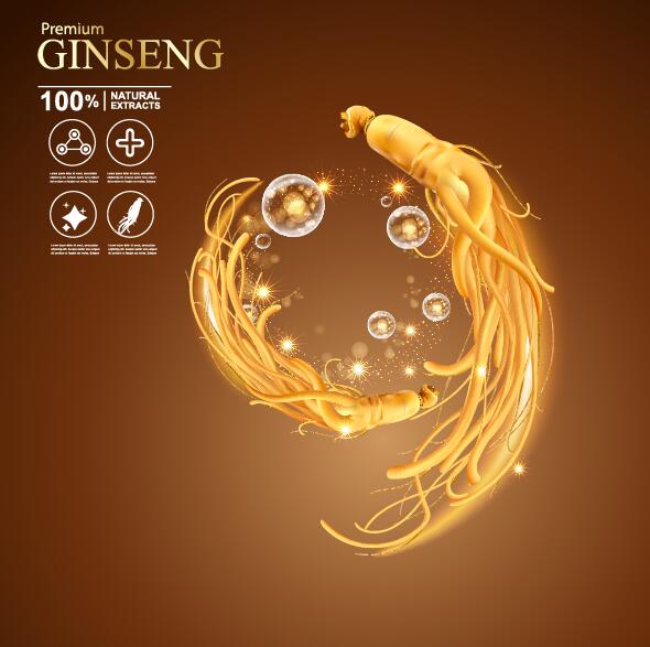 Premium ginseng cosmetics poster vector 02  