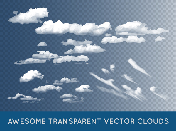 Realistische Wolken Abbildung Vektoren set 12  