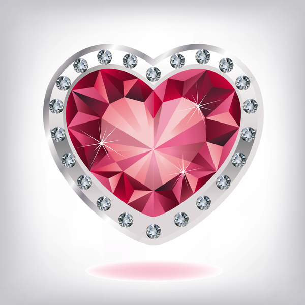 赤い心の形のダイヤモンドのベクトル図03  