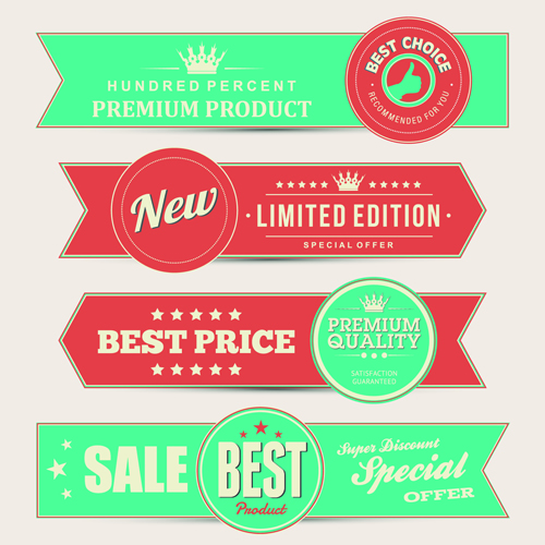 Retro style sale banners set vector 03  