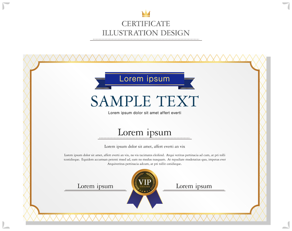 Royal certificate template illustration vector 04  