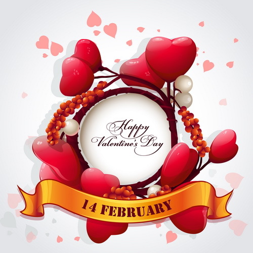 Valentine frame with heart background vector  