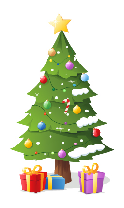 Vector christmas tree with gifts design 05  