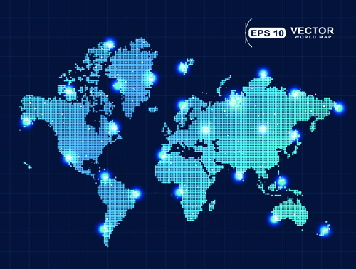 Vector world map design graphics set 03  