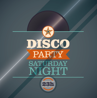 Vintage disco party poster flyer design vector 02  