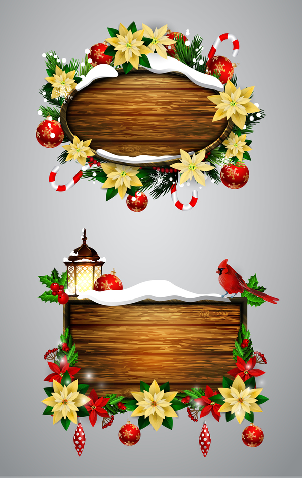 木製クリスマスlablesデザインベクトル06  