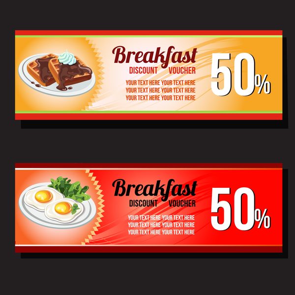 breakfast voucher template vector  