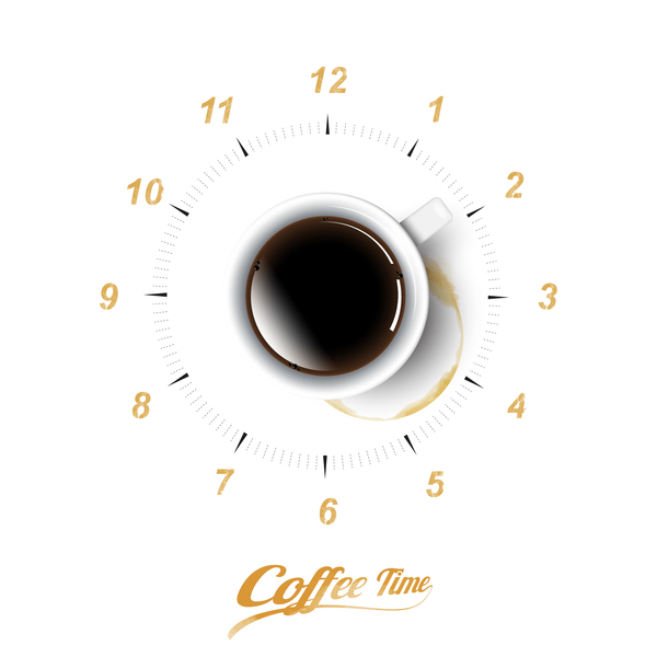 Kaffee mit Zeit Vektor Hintergrund  