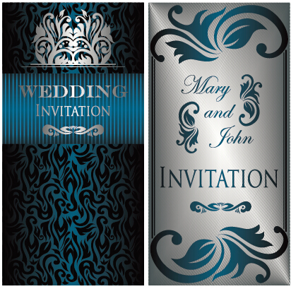 luxurious floral wedding invitations vector design 01  