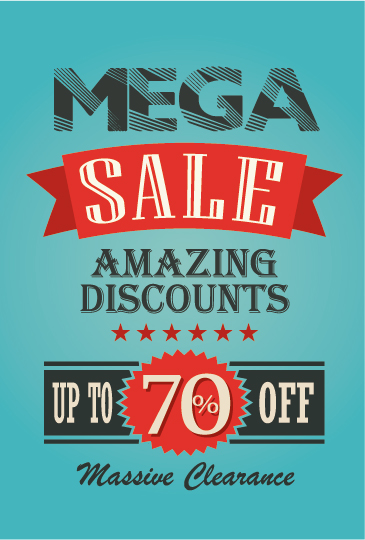 mega sale advertising poster retro vector 08  