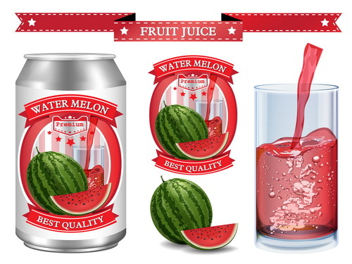 étiquettes de jus de melon d'eau design vector 02  