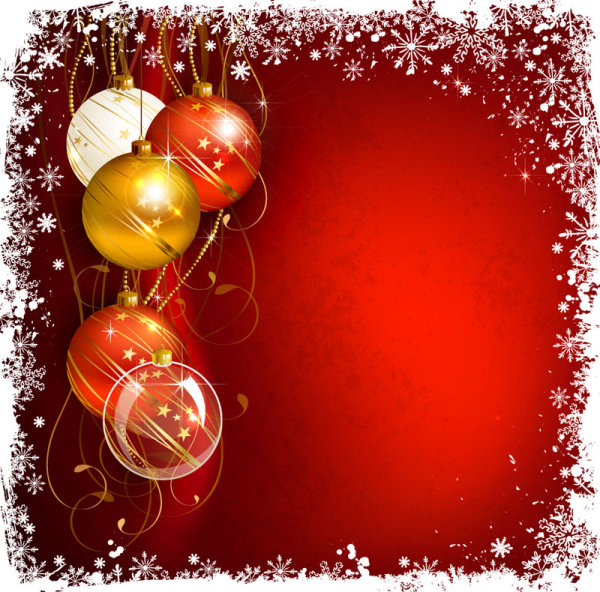 Shiny Ball with Christmas background vector graphics 03  
