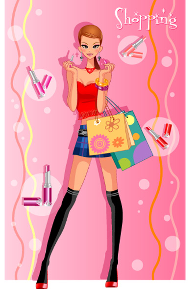 girls shopping set 133 vector  