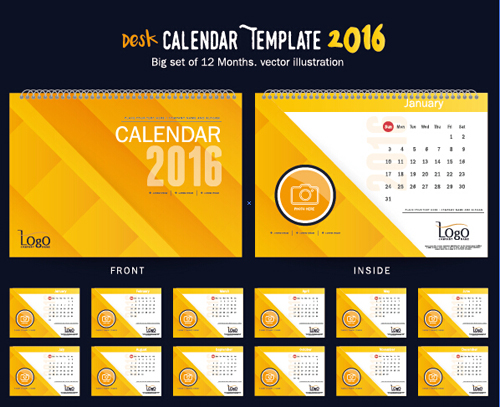 2016 New year desk calendar vector material 43  