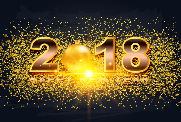 Illustration des neuen Jahres 2018 mit goldenem Konfettivektor 02  