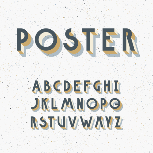 3D poster alphabets font vector 01  